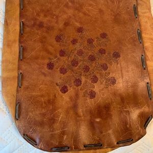 Leather hand tooled tote